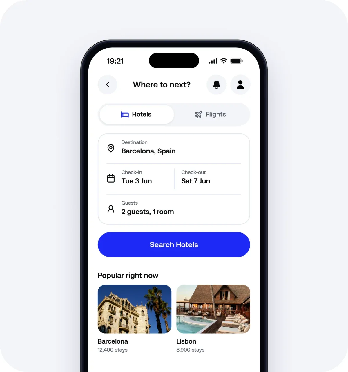 COTI Travel booking interface preview